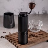 Coffee hand grinder black with wood handle