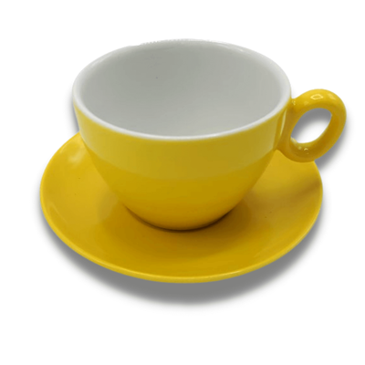 Inker latte 350ml yellow cup and saucer